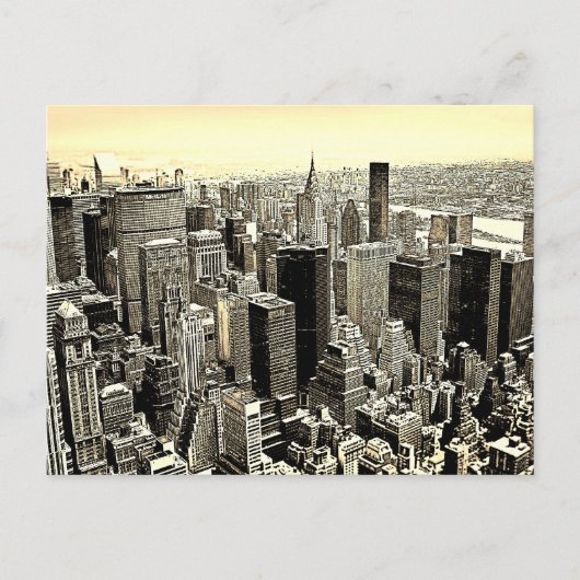 Sepia Brown New York City Old Style Postkarte (Vorderseite)