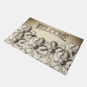 Sepia Brown Orchid Garden Sketch Fußmatte (Schrägansicht)