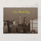 Sepia Brown Script New York City Skyline Postkarte (Vorderseite)
