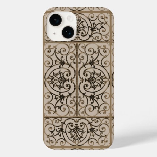 Sepia-Brown-Scrollwork-Muster Case-Mate iPhone Hülle (Rückseite)
