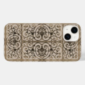Sepia-Brown-Scrollwork-Muster Case-Mate iPhone Hülle (Rückseite (Horizontal))