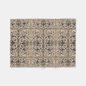 Sepia-Brown-Scrollwork-Muster Fleecedecke (Vorderseite (Horizontal))