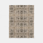 Sepia-Brown-Scrollwork-Muster Fleecedecke (Vorderseite)