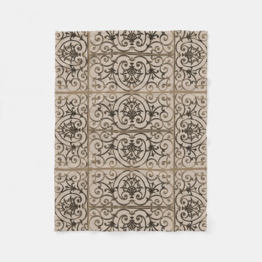 Sepia-Brown-Scrollwork-Muster Fleecedecke (Vorderseite)