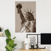 Sepia Brown Statue of Liberty New York City Poster (Heimbüro)