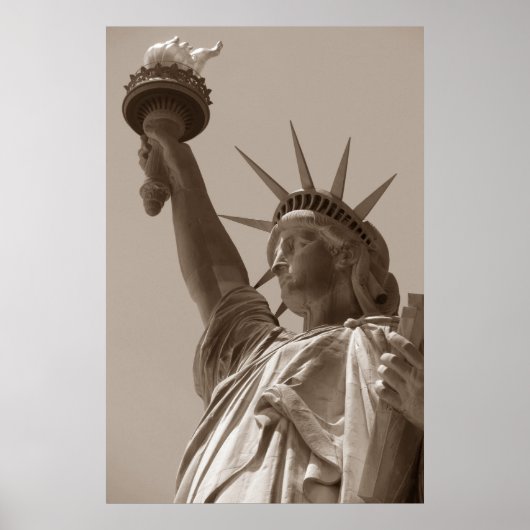 Sepia Brown Statue of Liberty New York City Poster (Vorne)