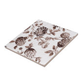 Sepia Brown Vintages BlumenToile No.2 Fliese (Seite)