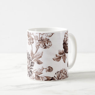 Sepia Brown Vintages BlumenToile No.2 Kaffeetasse