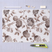 Sepia Brown Vintages BlumenToile No.2 Seidenpapier (Handwerk)