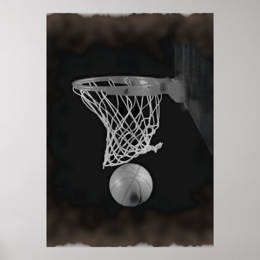 Sepia Brownes Tones Basketball Artwork Poster (Vorne)