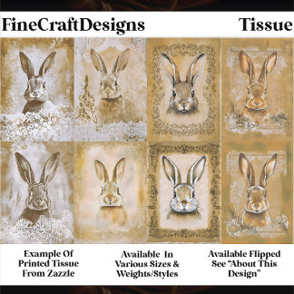 Sepia Bunny Artwork, Easter Crafts EV3L Decoupage Seidenpapier