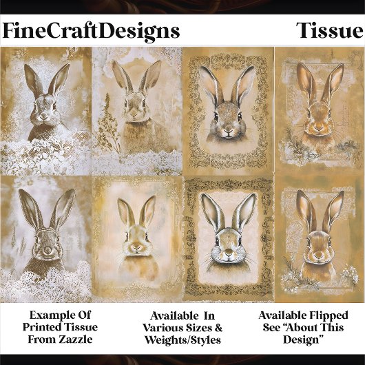 Sepia Bunny Artwork, Easter Crafts EV3L Decoupage Seidenpapier