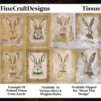 Sepia Bunny Artwork, Easter Crafts EV3R Decoupage Seidenpapier