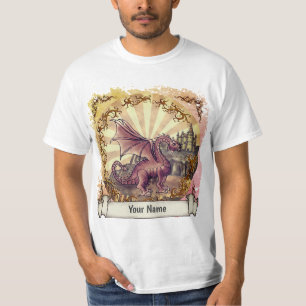 Sepia-Burg-Drachen-Shirt T-Shirt