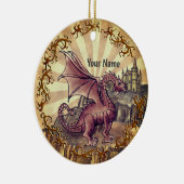 Sepia-Burgdrache Keramik Ornament (Rechts)