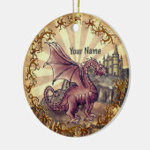 Sepia-Burgdrache Keramik Ornament (Links)