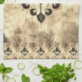 Sepia Butterfleur | Tan Butterfly über Lilie Geschirrtuch (Gefaltet)