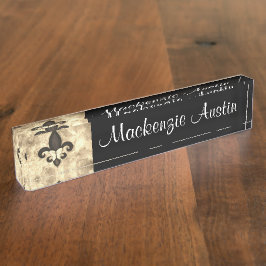 Sepia Butterfleur | Tan Butterfly über Lilie Namensplakette