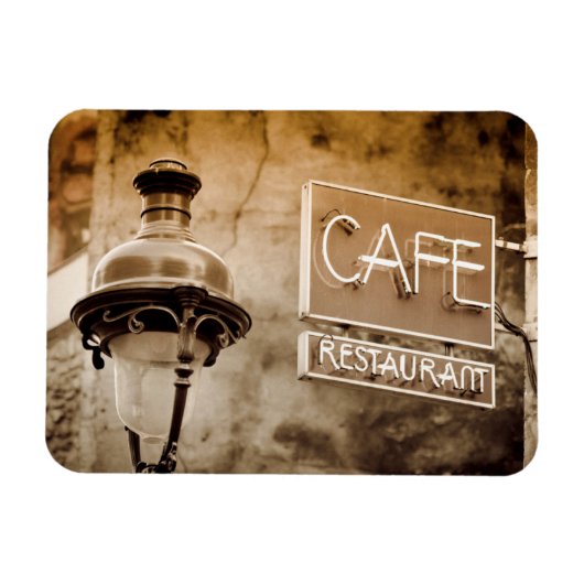 Sepia café sign, Paris, Frankreich Magnet (Horizontal)
