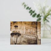 Sepia café sign, Paris, Frankreich Postkarte (Stehend Vorderseite)