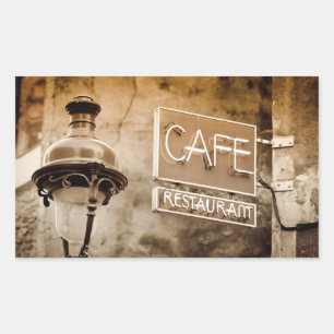 Sepia café sign, Paris, Frankreich Rechteckiger Aufkleber