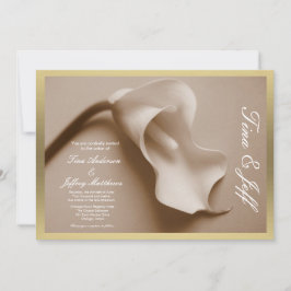 Sepia calla lily Hochzeitseinladung Goldkante Einladung