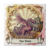 Sepia  Castle dragon tile Fliese (Vorderseite)