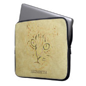 Sepia Cat Face Laptopschutzhülle (Vorderseite Links)