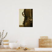 Sepia Cello Vertikaldruck Poster (Küche)