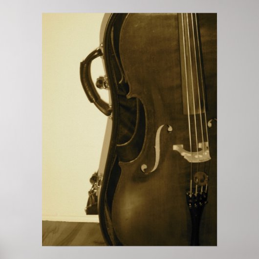 Sepia Cello Vertikaldruck Poster (Vorne)