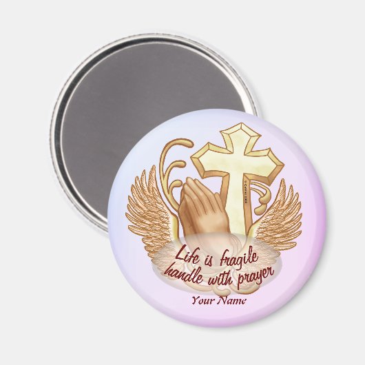 Sepia Christlich Prayer Hands Magnet (Vorderseite/Rückseite)
