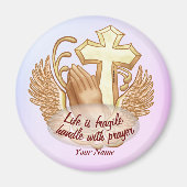 Sepia Christlich Prayer Hands Magnet (Vorne)