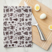 Sepia Christmas Pattern Geschirrtuch (Viertel Falte)