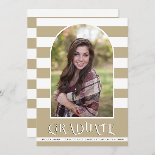 Sepia Class of 2023 arch Foto Abschluss Ankündigung (Vorne/Hinten)