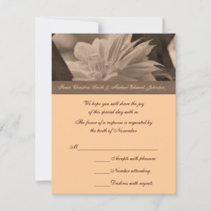 Sepia Clematis Blume Wedding RSVP Karte