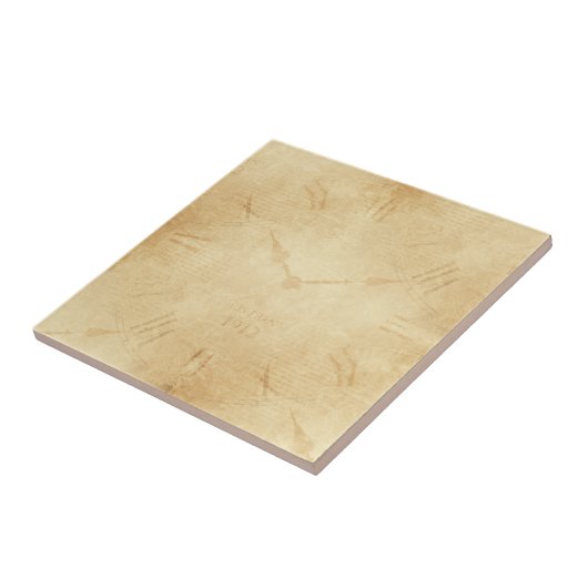 Sepia Clock Face Steampunk Fliese (Seite)