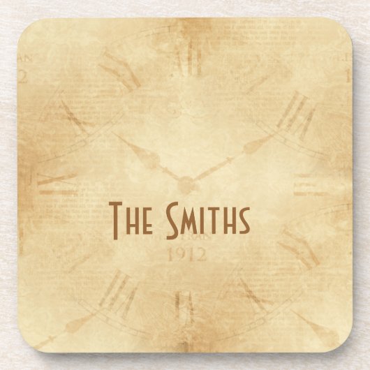 Sepia Clock Face Steampunk Getränkeuntersetzer (Vorderseite)