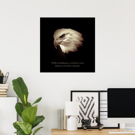 Sepia Color Confidence Qote Eagle Eyes Poster (Heimbüro)