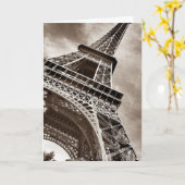 Sepia Color Eiffel Tower Paris Karte (Gelbe Blume)