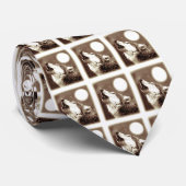 Sepia Color Howling Wolf Neck Tie Krawatte (Gerollt)