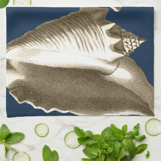 Sepia Conch Seashells Geschirrtuch (Gefaltet)