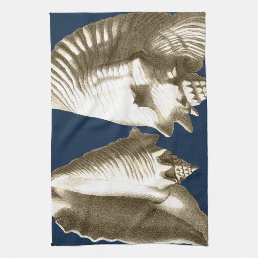 Sepia Conch Seashells Geschirrtuch (Vertikal)