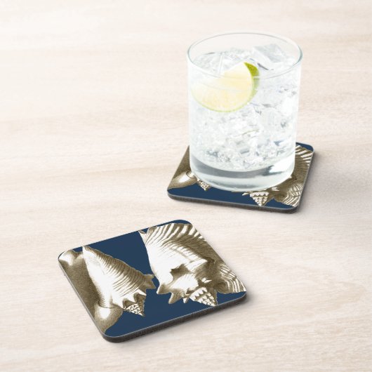 Sepia Conch Seashells Getränkeuntersetzer (Rechte Seite)