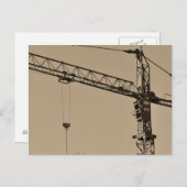 Sepia Construction Crane Postkarte (Vorne/Hinten)