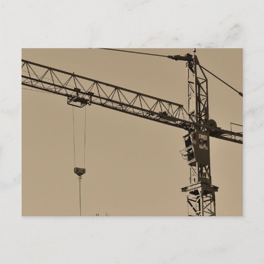 Sepia Construction Crane Postkarte (Vorderseite)