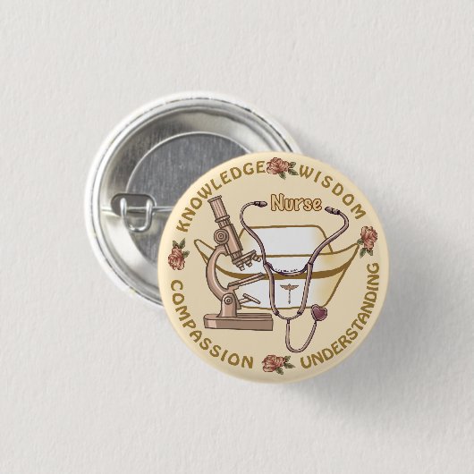 Sepia coole Krankenschwester Button (Vorne & Hinten)