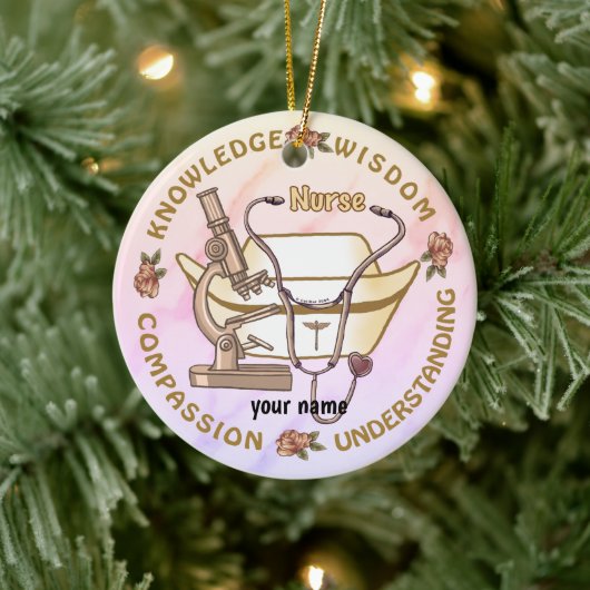 Sepia coole Krankenschwester Keramik Ornament (Baum)