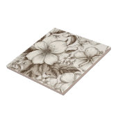 Sepia Cottagecore Blumengarten Creme Vintage Fliese (Seite)