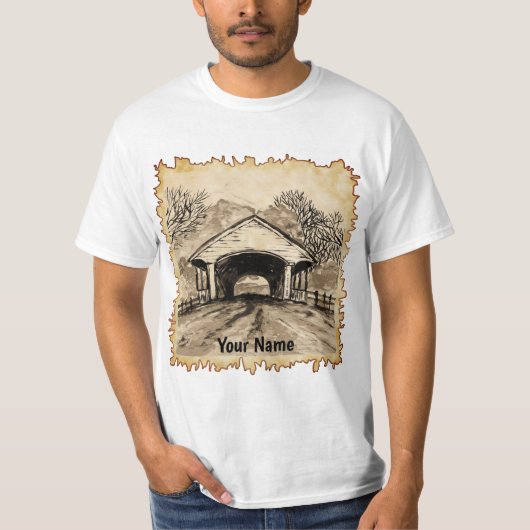 Sepia Covered Bridge T - Shirt (Vorderseite)
