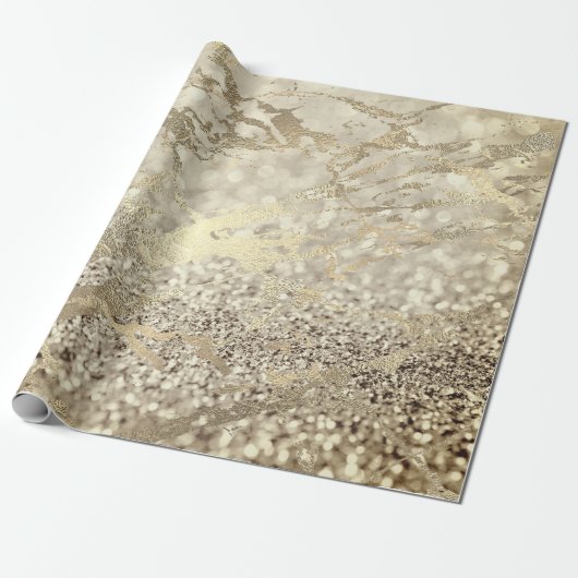 Sepia Creamy Foxier Gold Marble Shiny Metal Stroke Geschenkpapier (Ungerollt)